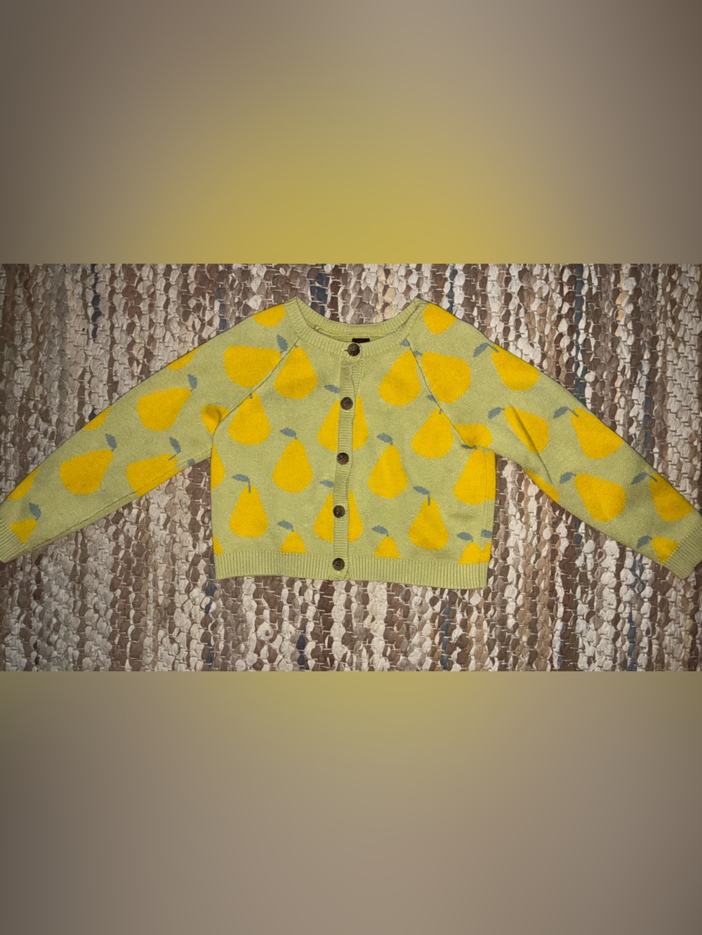 Tea Collection Yellow Pear Print Cardigan Sweater